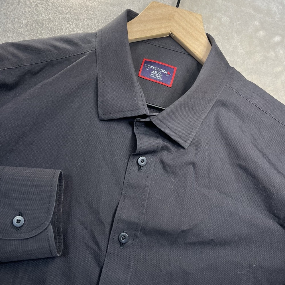 UNTUCKit Black Stone Wrinkle-Free Shirt Mens Size L  Cotton